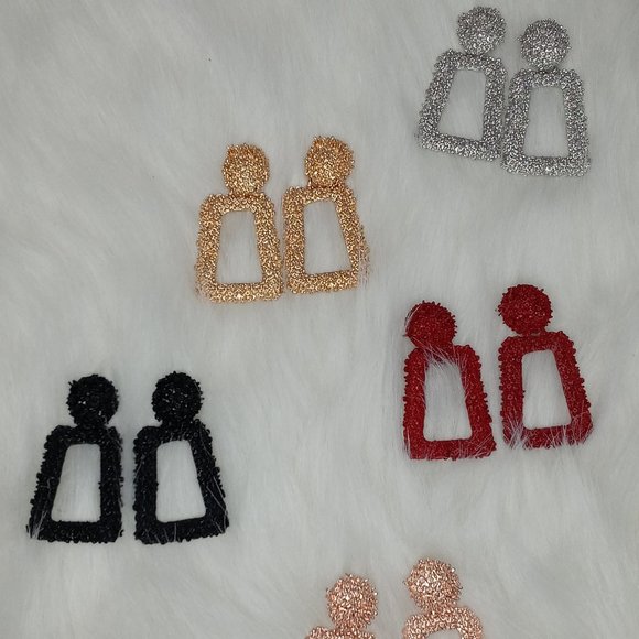 Medium Rectangular Boho Chic Earrings Set Of 5 - Picture 1 of 5